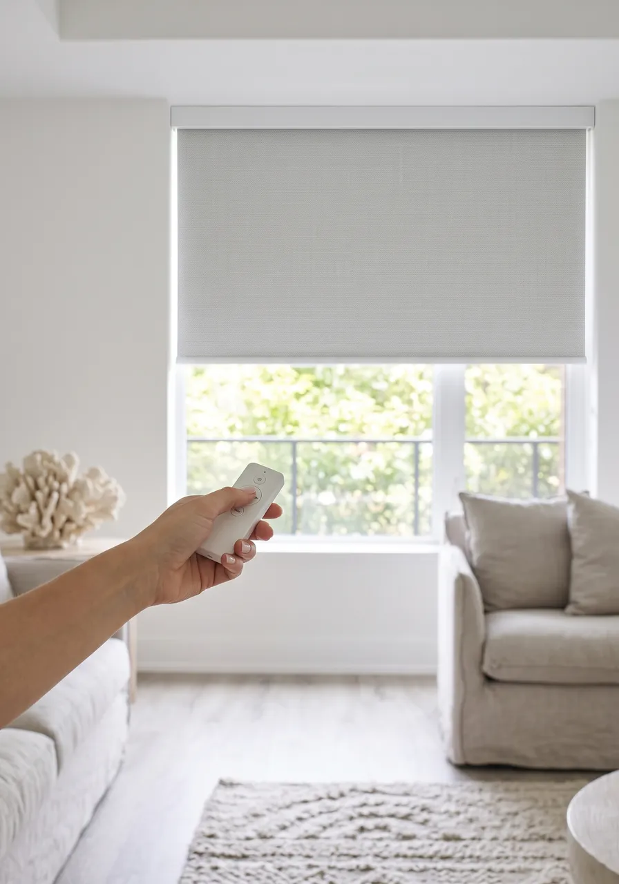 Smart-home control panel managing motorised blinds, lights, and climate in a contemporary Australian home — Acmeda Pulse 2, Alexa, and Google Home compatible. Installed by Vivanova.